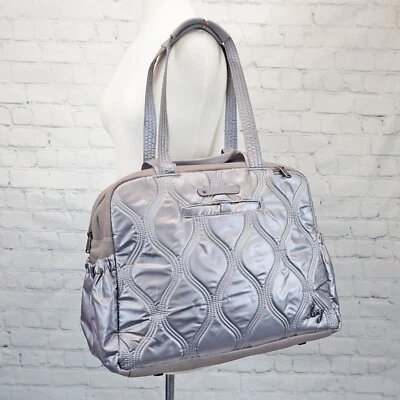 ❤️ Bolso de Mano Lug Aviator Metálico Perla Mate Lujo Multi Compartimento Fin de Semana Nogal Foto 1 de 4