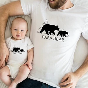 Papa Bear Baby Bear | Papá y bebé a juego (camiseta o chaleco bebé hombre/niños) - Imagen 1 de 6