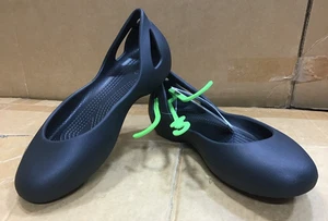 Crocs Black Kadee Flat Sandals Sling Back Ballet Shoes Womens BB5 - Picture 1 of 6