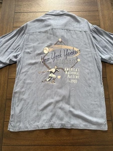 New York Yankees Hemd Herren Medium Blau MLB Baseball Lee Sport Rayon Knopfleiste - Bild 1 von 10