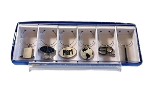 New Pier 1 Imports Wine Drink Charms Golden Anniversary 50 Years Set Of 6 - Picture 1 of 6