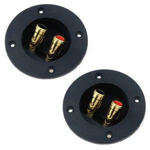 2Pcs 3 x 3 Speaker Box Terminal Cup DIY Double Binding Round Gold Plate Pus - Picture 1 of 4