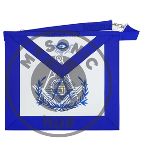 Master Mason Masonic Regalia Apron with Wreath Faux Leather, Machine Embroidered - Picture 1 of 7