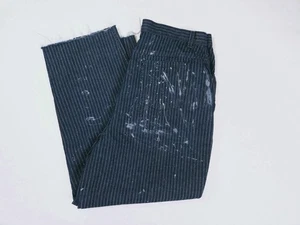 Sears Vintage 60s Railroad Striped Denim Jeans Paint Splashes Dark Wash 35x27 - Picture 1 of 17