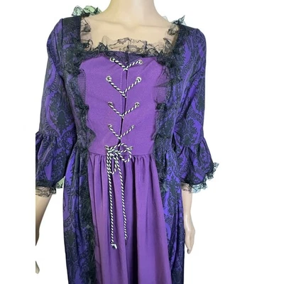 Purple Damask Lace Up Maxi Dress, Medieval Renaissance Costume Gown - Image 1 of 4