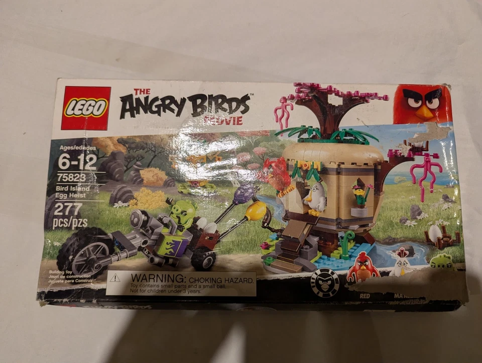Lego Angry Birds 75823 Bird Island roubo de ovos 277 peças kit de construção caixa danificada - Imagem 1 de 2