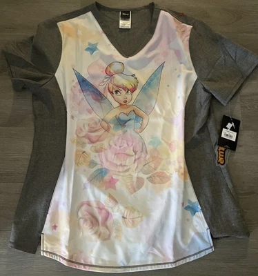 Tinker Bell Cherokee Scrubs Tooniforms Disney V Neck Top TF782 Large-NWT - Image 1 of 4