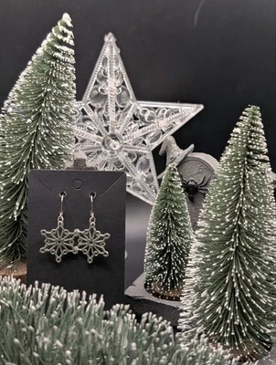 Pendientes Copo de Nieve Plata - 14 Diseños - Invierno Navidad Vacaciones Joyería Foto 1 de 4