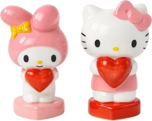 Hello Kitty and My Melody Heart Salt and Pepper Shaker Set, NEW - Picture 1 of 2