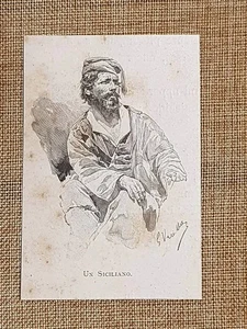 In Sizilien 1897 Ein Mann von Enna oder Castrogiovanni Mode und Kostüm G. Vuillier - Bild 1 von 1