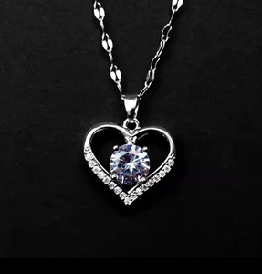 Collana Donna Cuore Colore Argento Gemma C - Foto 1 di 3