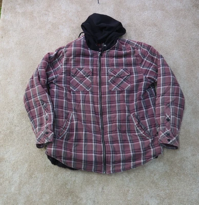 Hawk Fleece Lined Flannel Shirt Jacket Men's XL Plaid Full zip skater - Image 1 of 4