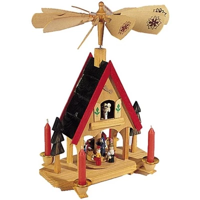 Kurt Adler Madera Navidad Casa Alpina Carrusel con 4 Velas, 12" Foto 1 de 4