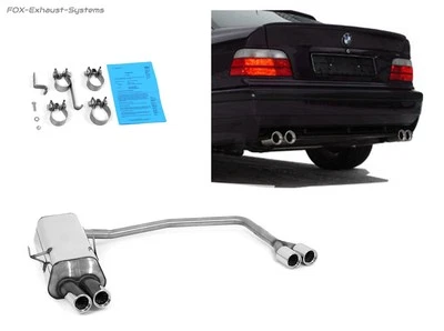 Duplex Scarico Sportivo BMW 3er E36 Limousine Touring + Coupé + Cabrio 2x76mm - Immagine 1 di 4