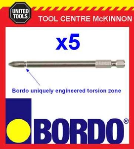 5 x BORDO IMPACT PH2 X 100mm POWER INSERT BITS – GREAT FOR IMPACT DRIVERS! - Picture 1 of 2