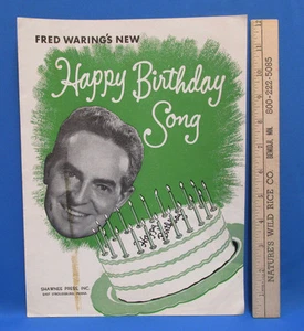 De colección 1950 Fred Warings Nueva Partitura Canción Feliz Cumpleaños Verde Gigante - Imagen 1 de 2
