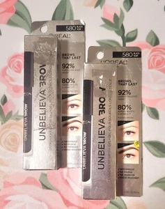 2X Loreal Unbelieva Brow Longwear Brow Gel 580 Black Noir - Picture 1 of 1
