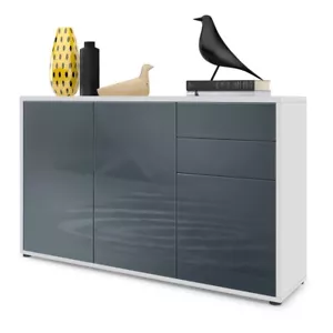 Kommode Sideboard Anrichte Schrank Ben V3 in Weiß - Hochglanz und Naturtöne - Bild 1 von 104