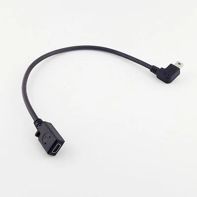 1x Mini USB 5 Pin 90 Degree Left Angled Male to Female Extension Data Lead Cable - Image 1 of 4