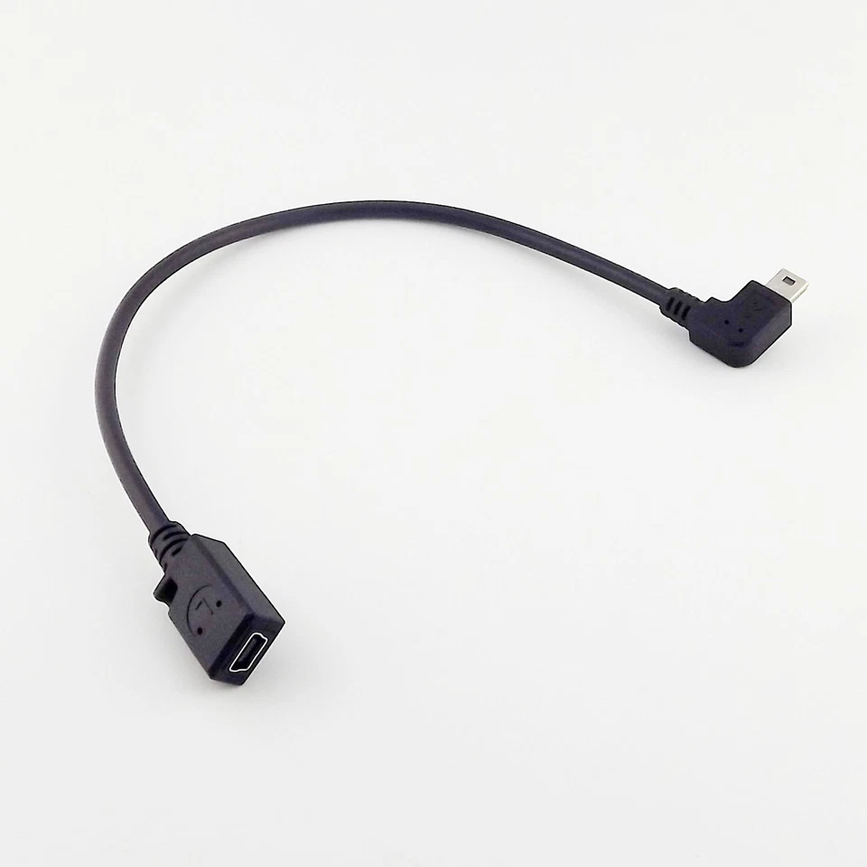 1x Mini USB 5 Pin 90 Degree Left Angled Male to Female Extension Data Lead Cable - Image 1 of 1
