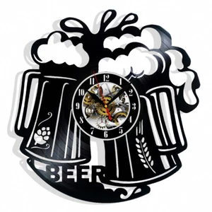 Beer Vinyl Wall Clock Records Home Decor Gift Christmas Birthday Holiday Art - Picture 1 of 4