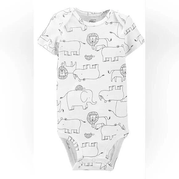 Simple Joys By Carters Infant Baby Sz 3-6 Months White Animal Bodysuit