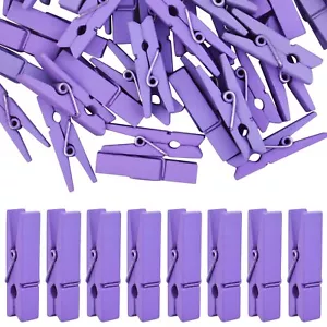 50pcs Purple Wooden Clothespins Mini Wood Paper Photo Clips Peg Pins Craft Cl... - Picture 1 of 7