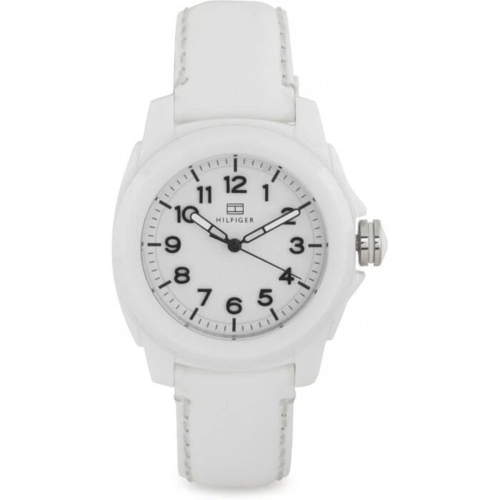 ✅ Totalmente Nuevo TOMMY HILFIGER 1781182 DAMAS CERÁMICA BLANCA 36mm 70% Descuento Foto 1 de 4