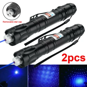 2PCS Blue Laser Pointer Pen 532nm Rechargeable Lazer Beam+Batt+Charger - Picture 1 of 10