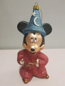 Rare Fantasia Sorcerer Mickey Mouse Hand Blown Glass Christmas Ornament Disney - Picture 1 of 13
