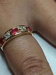 18k Rubin & Diamant Ring 0,76 Tcw Band Style Gr. 6,25 /4,57 gr. Sehr angenehm zu tragen - Bild 1 von 11