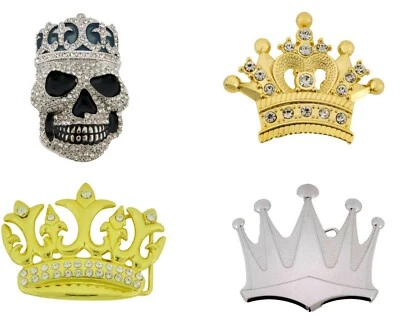 Hombres Mujeres Corona Cinturón Hebilla Deslumbrante Estrás Helado Vaquera Reina Moda Rodeo Foto 1 de 4