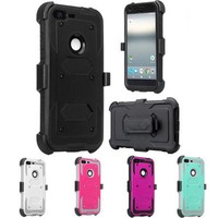 Google Pixel XL, Pixel, Rugged [Built-in Screen Protector] Holster Case Cover