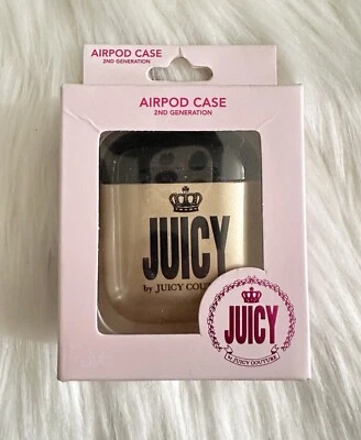 Estuche para AirPod Juicy By Juicy Couture 2da Generación Oro Rosa/Negro Ligero Foto 1 de 2