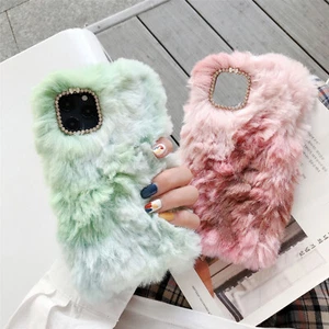 For LG Stylo 6/5/K51/Samsung Case Luxury fuzzy Fluffy Warm Rabbit Fur Soft TPU - Picture 1 of 12