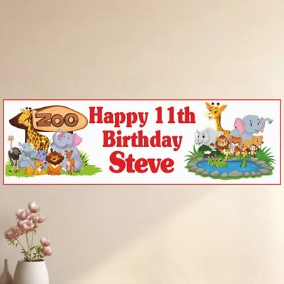2 x Banner de Aniversário Personalizado Safari Selva - Decoração Personalizada Wild One Party - Imagem 1 de 4