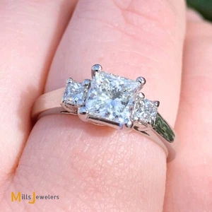 Platinum GIA 1.02ct VS2/H Square Modified Brilliant Engagement Ring Size 6.75 - Picture 1 of 14