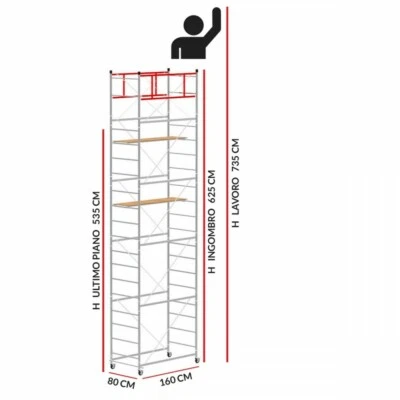 Trabattello TERNO-1 Altezza lavoro 7,35 metri - Immagine 1 di 4