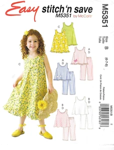 Uncut McCall's Sewing Pattern M5351 Children's Girls Tops Dress Pants Size: 6-8 - Picture 1 of 2