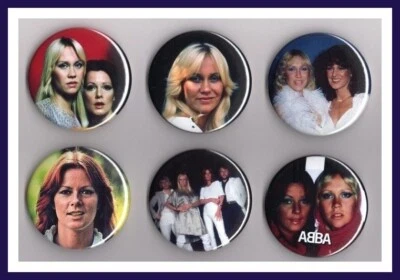 ABBA / 6 Assorted 56mm Badges - Set 8 - Dancing Queen - Image 1 of 2