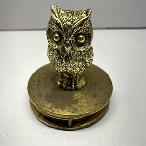 Owl Bird Brass Metal Paperweight Magnifying Glass Vtg Hedwig Dark Academia Style - Picture 1 of 16