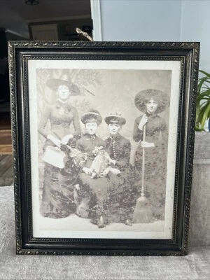ASHLAND ANTIQUE WICCA STYLE HALLOWEEN WITCHES FRAMED PHOTO NEW Halloween 16”x 13 - Image 1 of 4