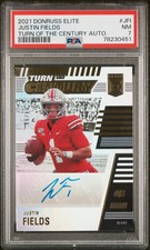 2021 Panini Donruss Elite Turn Of The Century Autographs Justin Fields PSA 7
