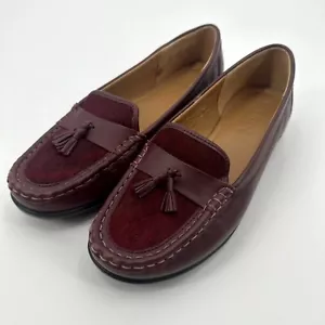 Hotter Abbeyville Loafers Shoes Women's US 10 Brown Leather Faux Tassel Low Top - Picture 1 of 9
