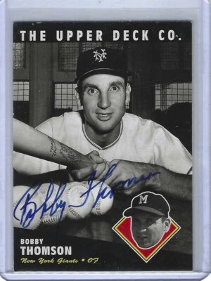 BOBBY THOMSON SIGNED THE UPPER DECK CO. TRADING CARD #51 NEW YORK GIANTS - Image 1 of 2