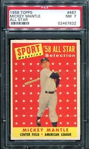 1958 TOPPS #487 MICKEY MANTLE ALL STAR PSA 7 (7632)