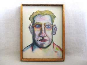 Framed Male Portrait Painting Original Masculine Fine Art on Wooden Panel - Picture 1 of 8