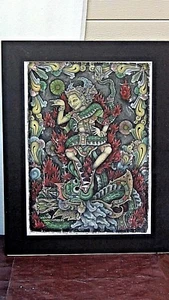 ANTIGUO 19c TIBETANO TIBETANO PINTADO A MANO EN TELA CON DIOSES Y DRAGONES THANGKA - Imagen 1 de 9