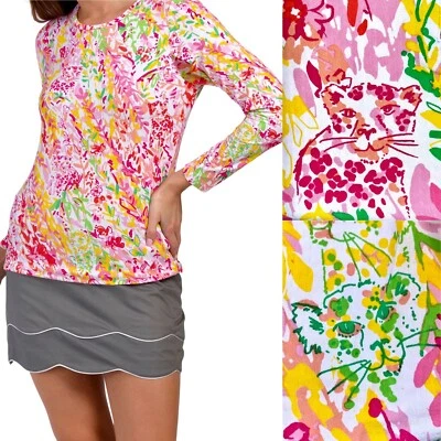 Top IBKUL Manga Larga Talla Grande XXL Cat Cay Rosa Verde Golf Tenis Pickleball Foto 1 de 4