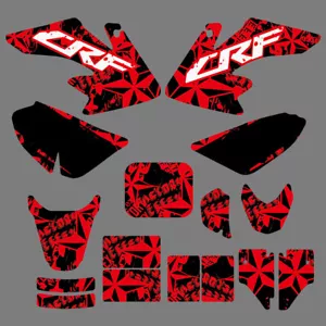 Graphics Kit Stickers Fender Decals For Honda CRF50F 2004-2012 Black/Red - Foto 1 di 1